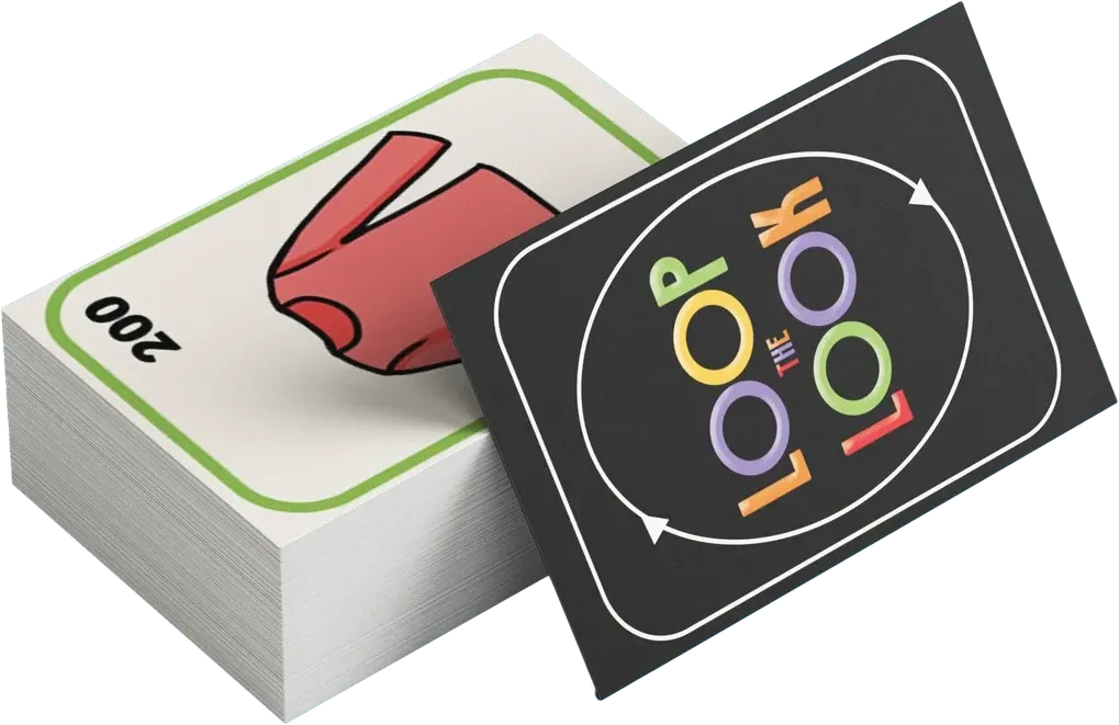 The deck of Loop the Look cards, with the patterned card back